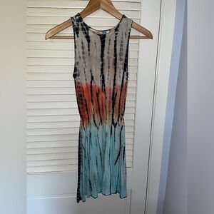 Vintage Havana Tank Dress Scoop Nesh Back Cover Up Tie Dye